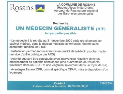 Rosans recherche un médecin généraliste